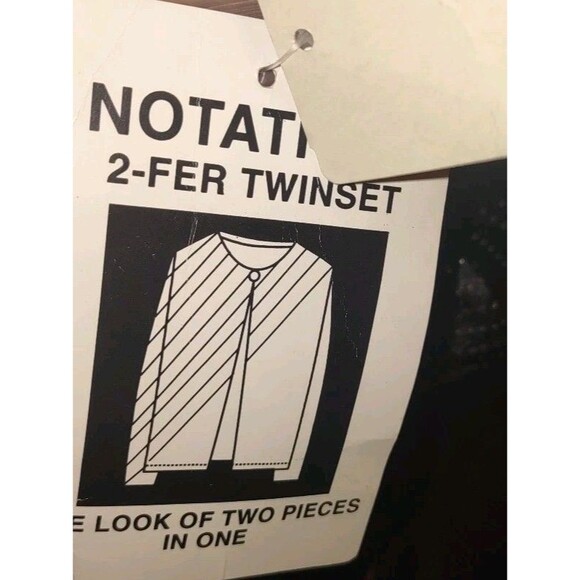 NWT Sz Small Notations Pullover 2-Fer Top Long Sleeve Black Velour Sparkle - Picture 8 of 8